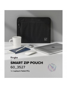 Ringke Smart Zip Pouch universalfodral för bärbar dator, surfplatta (upp till 13 tum) ståväska för väska, svart