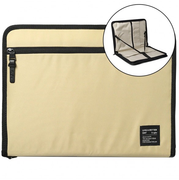 Ringke Smart Zip Pouch universalfodral för bärbar dator, surfplatta (upp till 13 tum), stativ, väska, organisatör, beige