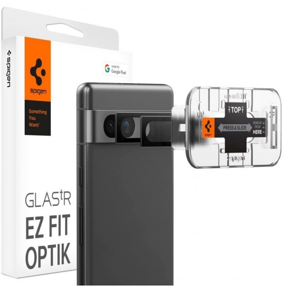 CAMERA COVER Spigen OPTIK.TR "EZ FIT" CAMERA PROTECTOR 2-PACK GOOGLE PIXEL 7A SVART