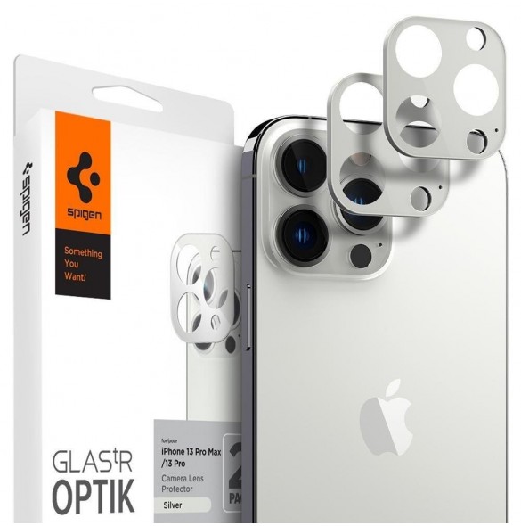 CAMERA COVER Spigen OPTIK.TR CAMERA PROTECTOR 2-PACK IPHONE 13 PRO / 13 PRO MAX SILVER