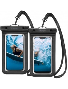 Spigen A601 UNIVERSAL VATTENTÄT FODRAL 2-PACK SVART