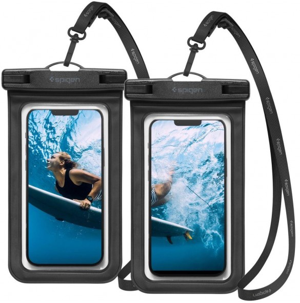 Spigen A601 UNIVERSAL VATTENTÄT FODRAL 2-PACK SVART