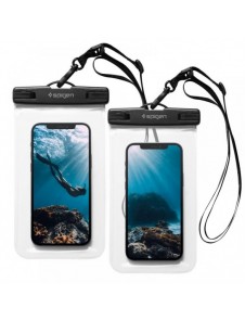 Spigen A601 UNIVERSAL VATTENTÄT FODRAL 2-PACK CRYSTAL CLEAR