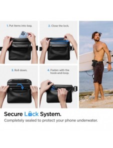 Spigen A621 UNIVERSELL VATTENTÄT FODRAL & MIDJEVÄSKA SVART