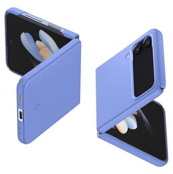 Spigen AIRSKIN GALAXY MED FLIP 4 BLOCKBLOMMA BLÅ