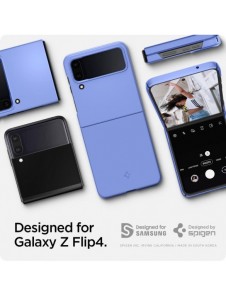Spigen AIRSKIN GALAXY MED FLIP 4 BLOCKBLOMMA BLÅ