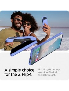Spigen AIRSKIN GALAXY MED FLIP 4 BLOCKBLOMMA BLÅ