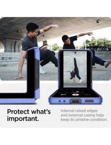 Spigen AIRSKIN GALAXY MED FLIP 4 BLOCKBLOMMA BLÅ