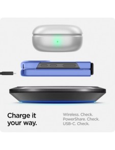 Spigen AIRSKIN GALAXY MED FLIP 4 BLOCKBLOMMA BLÅ