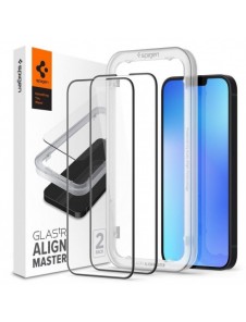 Spigen ALM Glass FC 2st helskärmshärdat glas för iPhone 13 Pro Max med svart ram