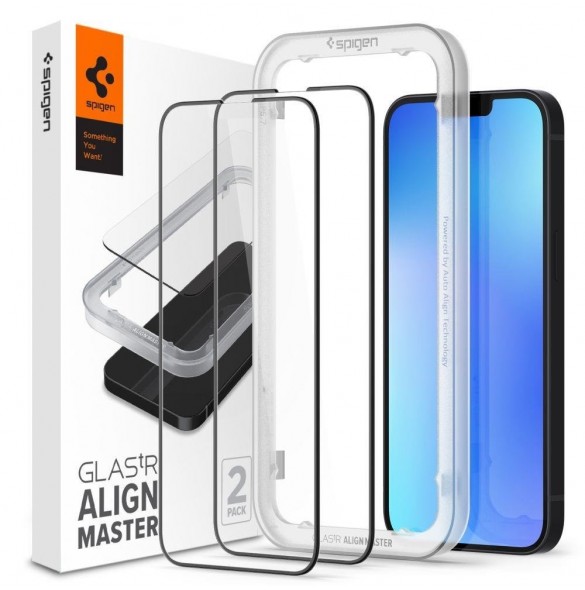 Spigen ALM Glass FC 2st helskärmshärdat glas för iPhone 13 Pro Max med svart ram