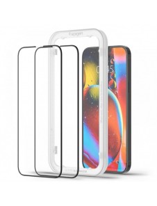 Spigen ALM Glass FC 2st helskärmshärdat glas för iPhone 13 Pro Max med svart ram