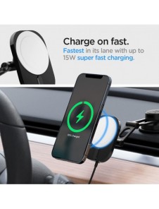 Spigen ITM35W ONETAP PRO 3 MAGNETISK MAGSAFE DASHBOARD BILMONTERING TRÅDLÖS LADDARE SVART