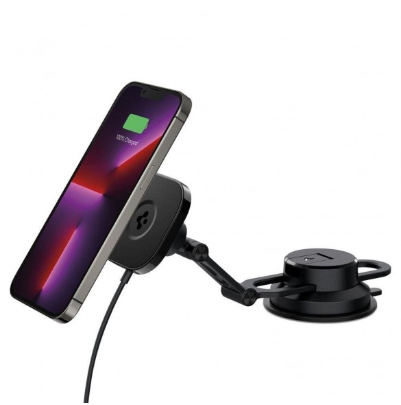 Spigen ITS35W-3 ONETAP PRO 3 MAGNETISK MAGSAFE VINDRUTA OCH DASHBOARD BILMONTERING TRÅDLÖS LADDARE SVART