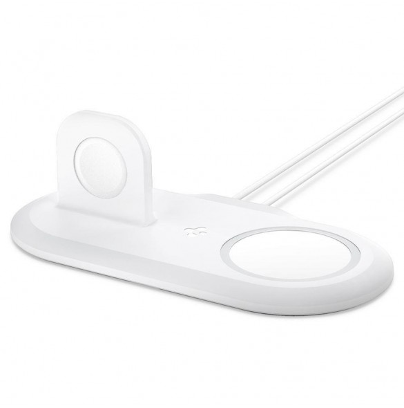 Spigen MAGFIT DUO Apple MAGSAFE och Apple Watch CHARGER STAND WHITE