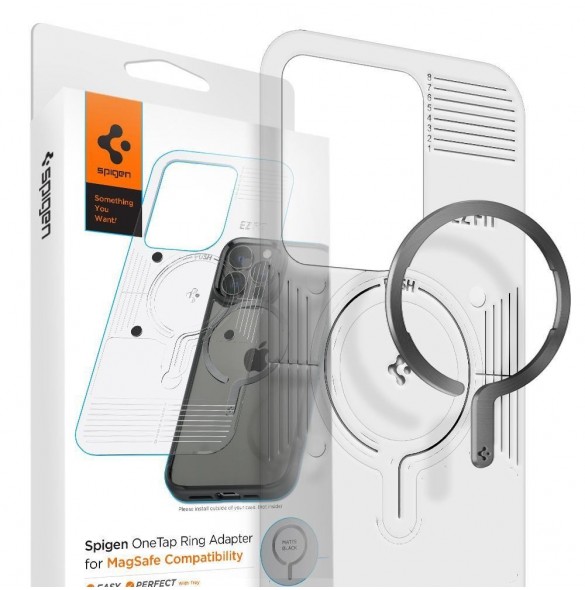 Spigen ONETAP MAGNETISK MAGSAFE RINGADAPTER MATSVART