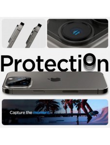 Spigen Optik. TR Camera Protector Kamerahärdat glas (2 st) iPhone 14 Pro/ 15 Pro / 14 Pro Max /15 Pro Max svart