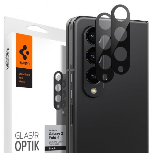 Spigen OPTIK.TR CAMERA PROTECTOR 2-PACK GALAXY MED FOLD 4 SVART SKYDD
