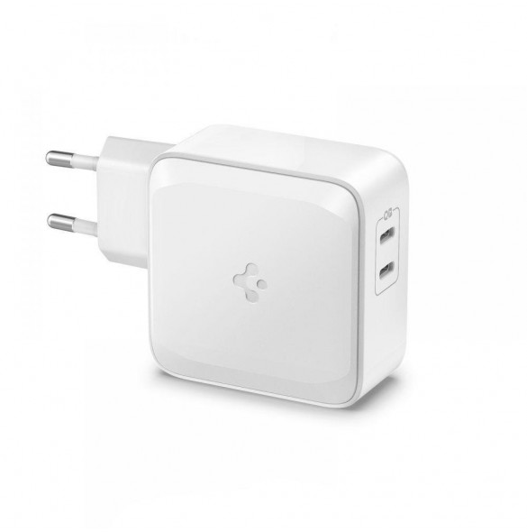 Spigen PE2007EU POWERARC 2-PORTAR NÄTVERKSLADDARE PD60W/QC3.0 VIT