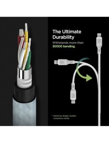 Spigen PE2C10CL 1-PORTS NÄTVERKSLADDARE PD20W + Lightning MFi KABEL VIT