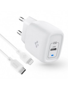 Spigen PE2C10CL 1-PORTS NÄTVERKSLADDARE PD20W + Lightning MFi KABEL VIT