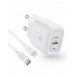 Spigen PE2C10CL 1-PORTS NÄTVERKSLADDARE PD20W + Lightning MFi KABEL VIT