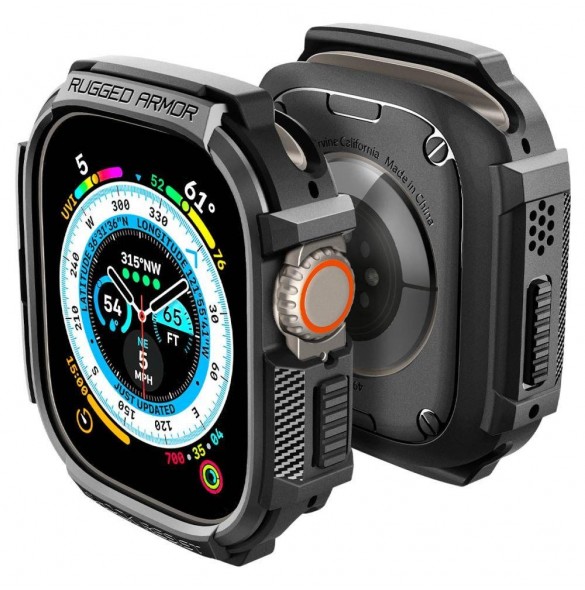 SPIGEN RUGGED ARMOR APPLE WATCH ULTRA (49 MM) MATSVART