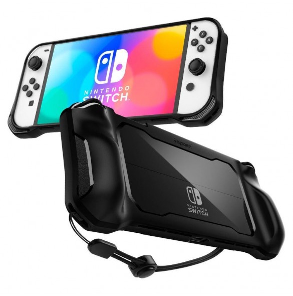 Spigen RUGGED ARMOR NINTENDO SWITCH OLED MATSVART