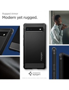 Spigen Rugged Armor telefonfodral för Google Pixel 6A svart