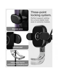 Spigen UTS35W ONETAP UNIVERSAL WINDSHIELD & DASHBOARD CAR MOUNT WIRELESS CHARGER BLACK