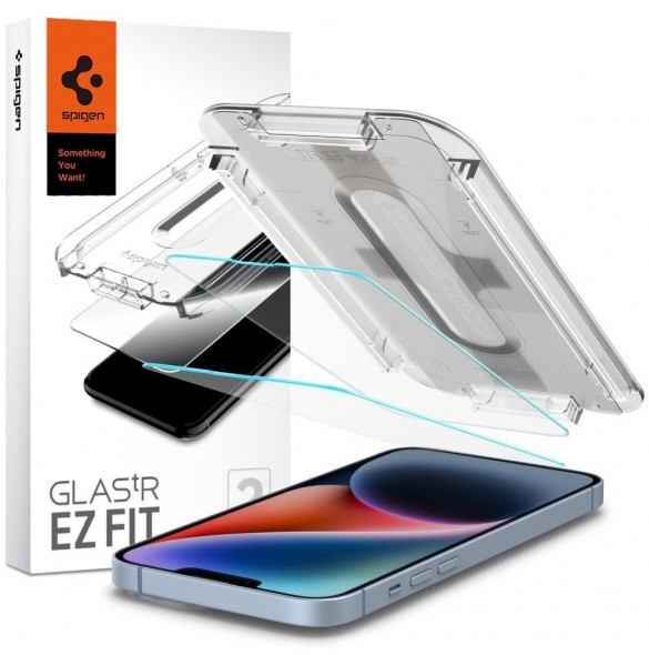 Härdat glas för iPhone 13 / 13 Pro / 14 med Spigen Glas.tR EZ FIT applikator (2 st.)