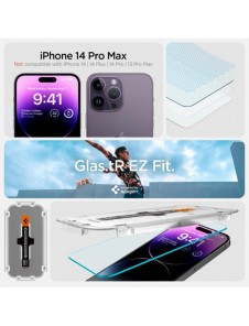 Härdat glas för iPhone 14 Pro Max med Spigen Glas.tR EZ FIT applikator (2 st.)