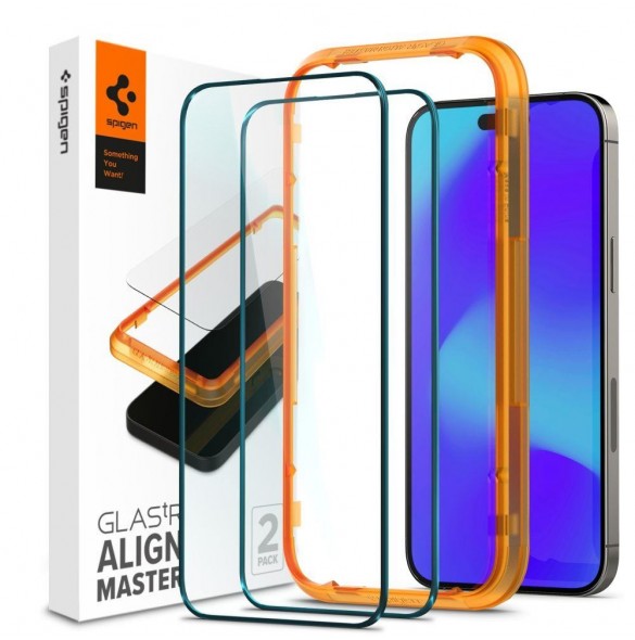 HÄRDAT GLAS Spigen ALM GLASS FC 2-PACK IPHONE 14 PRO SVART
