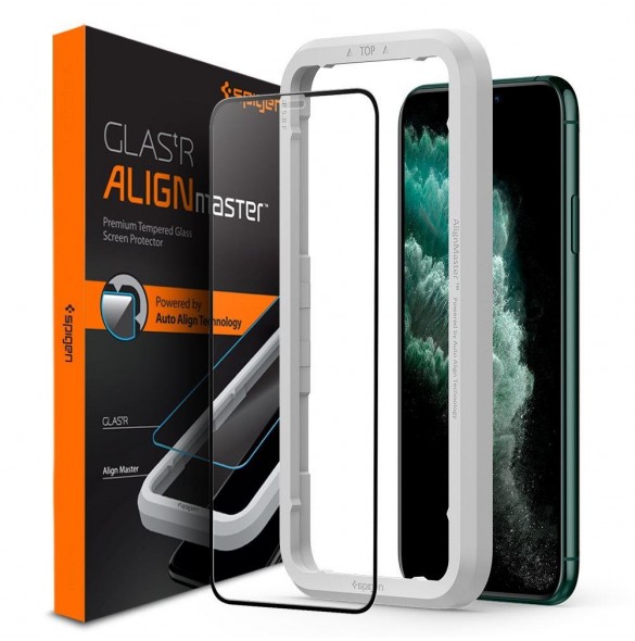 HÄRDAT GLAS Spigen ALM GLASS FC IPHONE 11 PRO MAX SVART