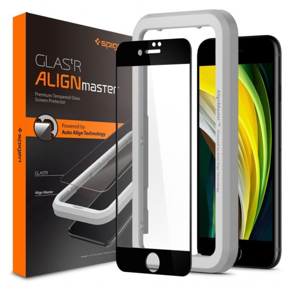 HÄRDAT GLAS Spigen ALM GLASS FC IPHONE 7 / 8 / SE 2020 / 2022 SVART
