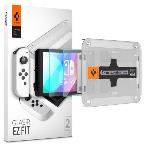 HÄRDAT GLAS Spigen GLAS.TR "EZ FIT" 2-PACK NINTENDO SWITCH OLED