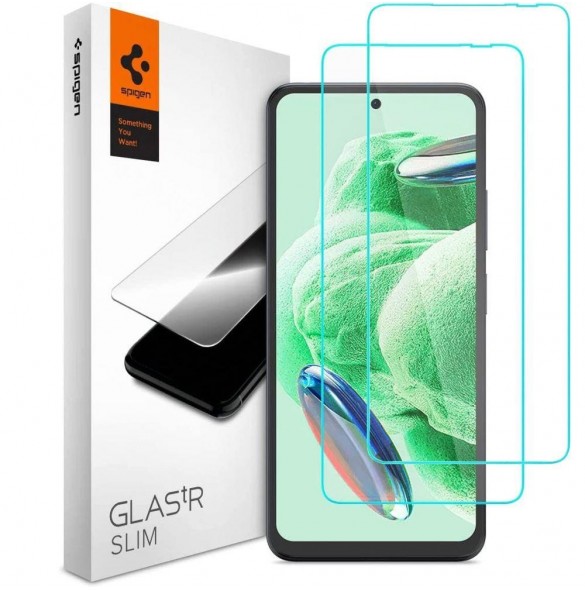 HÄRDAT GLAS Spigen GLAS.TR SLIM 2-PACK XIAOMI REDMI NOTE 12 4G / 5G / POCO X5 5G CLEAR