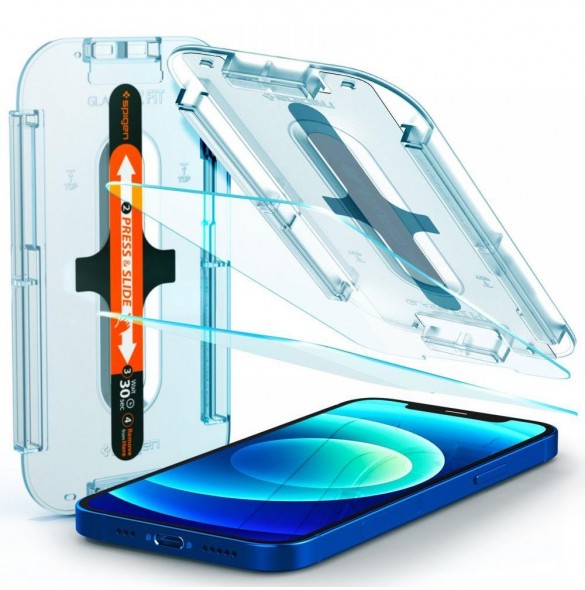 HÄRDAT GLAS Spigen GLAS.TR" EZ FIT" 2-PACK IPHONE 12/12 PRO