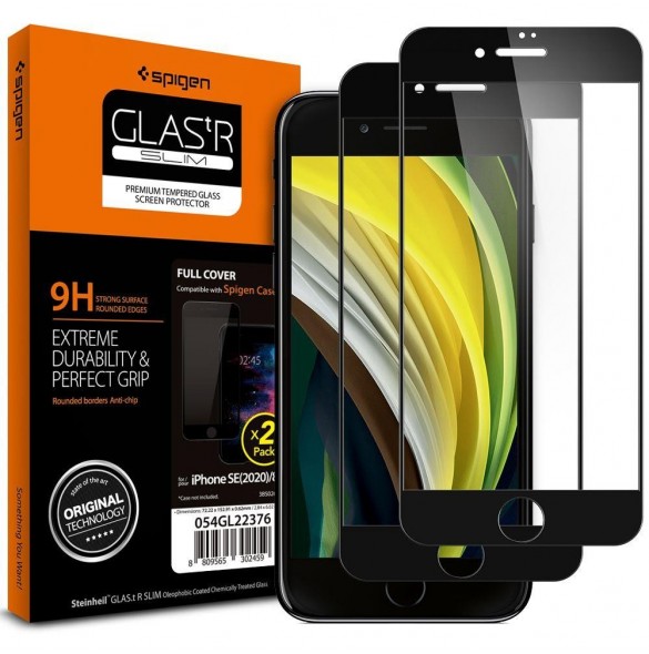 HÄRDAT GLAS Spigen GLASS FC 2-PACK IPHONE 7/8 / SE 2020 / 2022 SVART