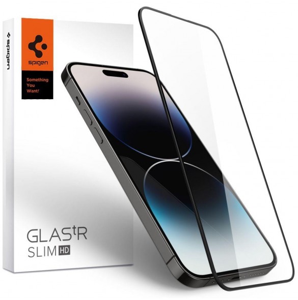 HÄRDAT GLAS Spigen GLASS FC IPHONE 14 PRO MAX SVART