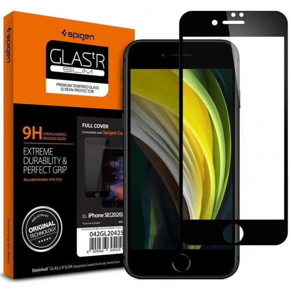 HÄRDAT GLAS Spigen GLASS FC IPHONE 7 / 8 / SE 2020 / 2022 SVART
