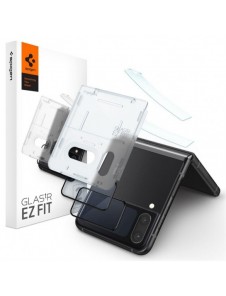 HÄRDAT GLAS Spigen GLASS FC" EZ FIT" + GJÄRNFILM 2-PACK GALAXY MED FLIP 4 SVART