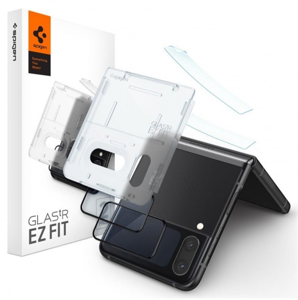 HÄRDAT GLAS Spigen GLASS FC" EZ FIT" + GJÄRNFILM 2-PACK GALAXY MED FLIP 4 SVART