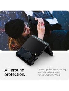 HÄRDAT GLAS Spigen GLASS FC" EZ FIT" + GJÄRNFILM 2-PACK GALAXY MED FLIP 4 SVART