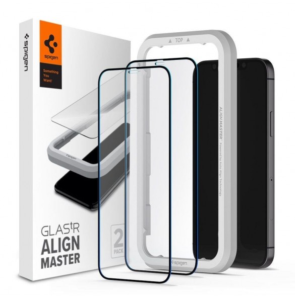 TEMPERAD Spigen ALM GLASS FC 2-PACK IPHONE 12/12 PRO SVART