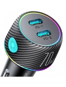 2x USB C 70W billaddare med LED-bakgrundsbelysning Joyroom JR-CCN02 - svart