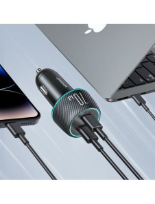 2x USB C 70W billaddare med LED-bakgrundsbelysning Joyroom JR-CCN02 - svart