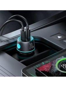 2x USB C 70W billaddare med LED-bakgrundsbelysning Joyroom JR-CCN02 - svart