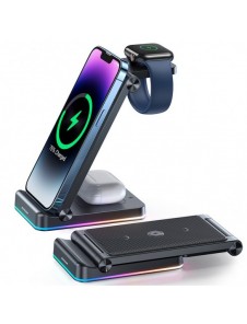 Joyroom 3in1 induktionsladdare för Apple-enheter - iPhone, Apple Watch, Airpods (upp till 15W) stativ svart (JR-WQN01)