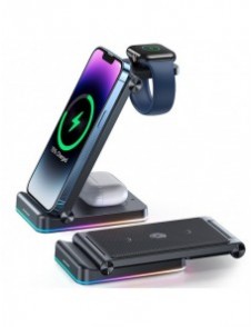 Joyroom 3in1 induktionsladdare för Apple-enheter - iPhone, Apple Watch, Airpods (upp till 15W) stativ svart (JR-WQN01)